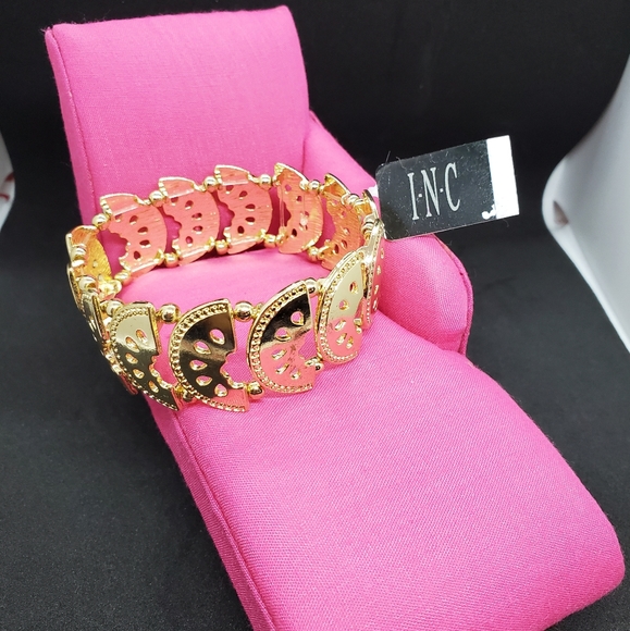 NEW INC GOLD WATERMELON STRETCH BRACELET - Picture 4 of 4